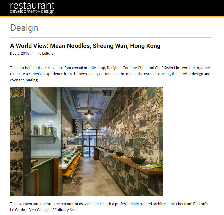 Restaurant Development + Design Magazine: Mean Noodles